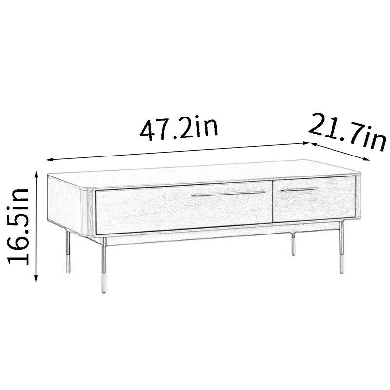 Table basse American, H 16,5 po x L 47,2 po x l 21,7 po