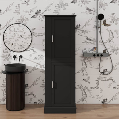 Armoire surélevée avec rangement à crochets et tablette réglable pour salle de bain