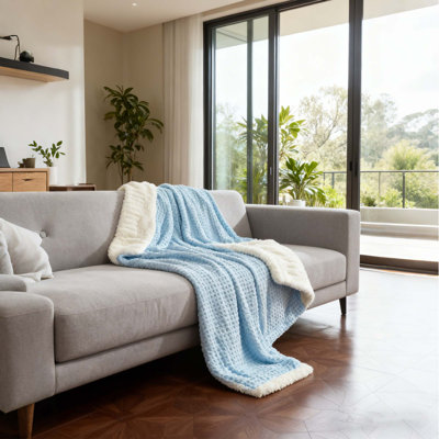 Waffle Weave Electric Blanket Throw with LCD Controller, Fast Heating, 10 Heat Levels & 1-12H Time Settings for Living Room and Bedroom