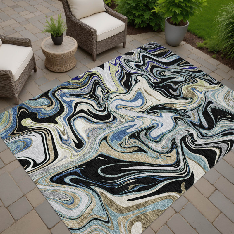Machine Washable Indoor/Outdoor Jourdan ACN2395 Abstract Rug, Rectangle 10' x 14'