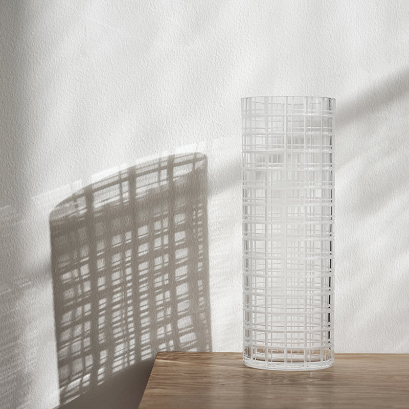 Orrefors Elegance Crystal Bouquet Vase 13" Grid Pattern