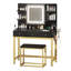  Makeup Vanity Desk with LED Lighted Mirror & Power Outlet & Stool-1080264709