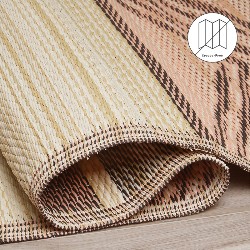 Tapis d'extérieur à rayures Boho Tribal, Rectangle de 5 pi x 8 pi