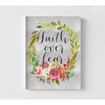 «Faith Over Fear» par Tara Moss, reproduction encadrée de grande affiche psaume 56, affiche de cercle floral, art mural biblique fleur colorée
