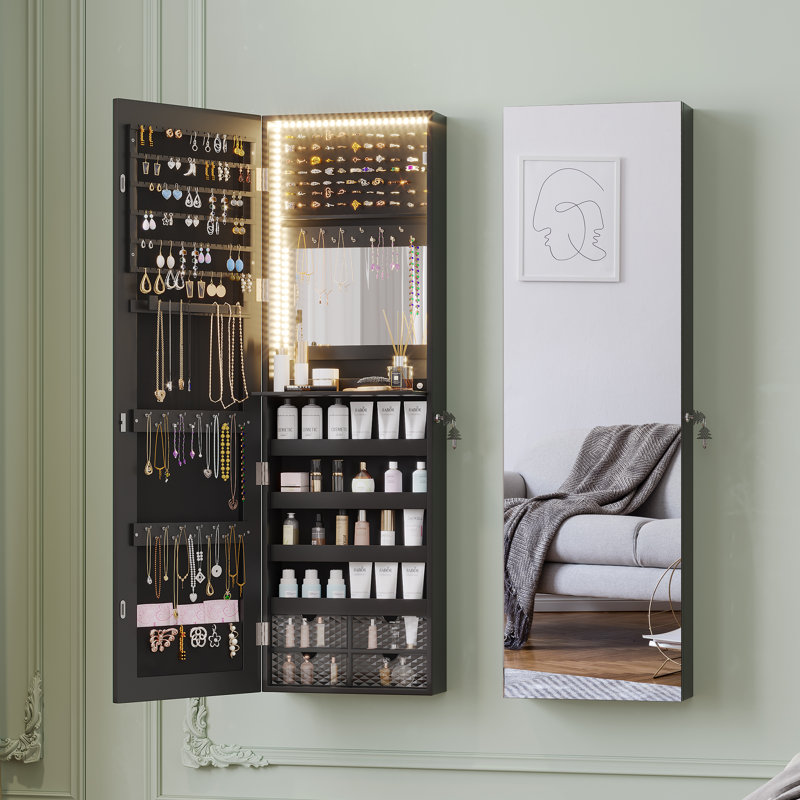 14.5'' Wide Jewelry Armoire, Black