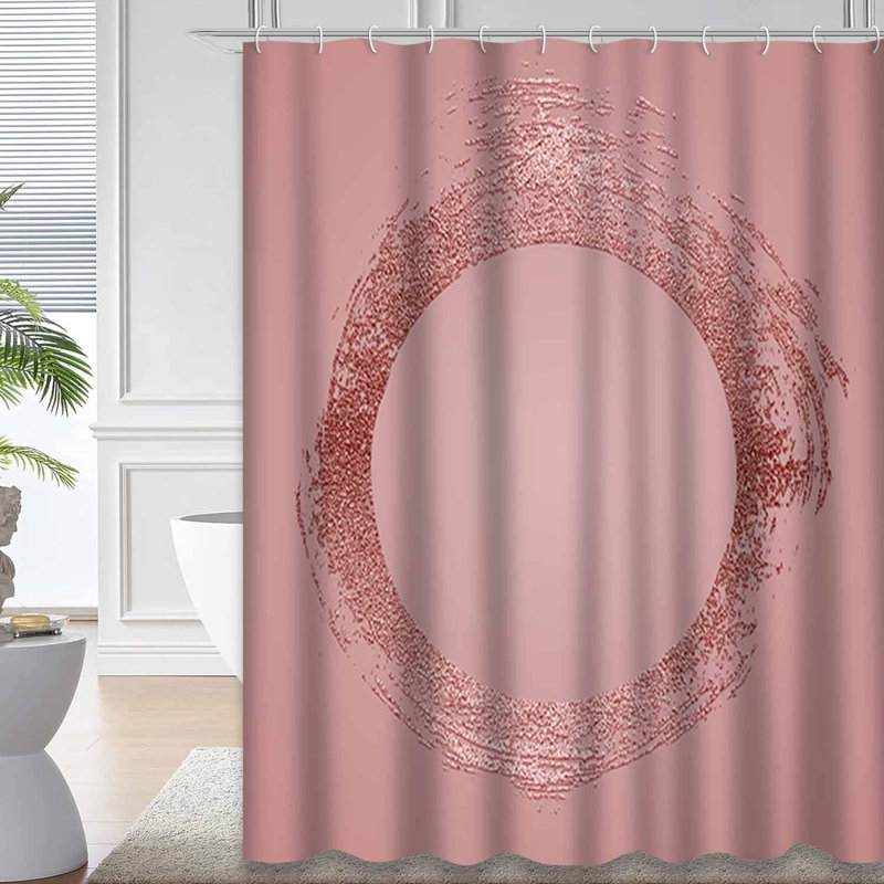 Rideau de douche rose brillant à quartz rose avec 12 crochets, L 72 po x l 78 po