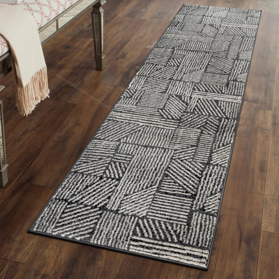 Rambo Geometric Black/Ivory Area Rug