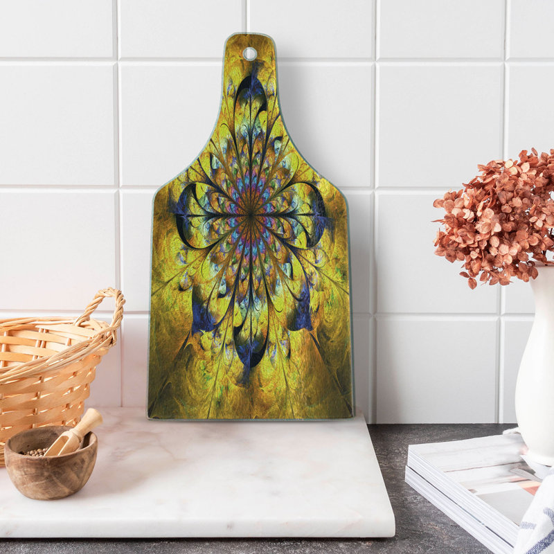 Multicolore planche à découper en verre trempé jaune et bleu Ambesonne