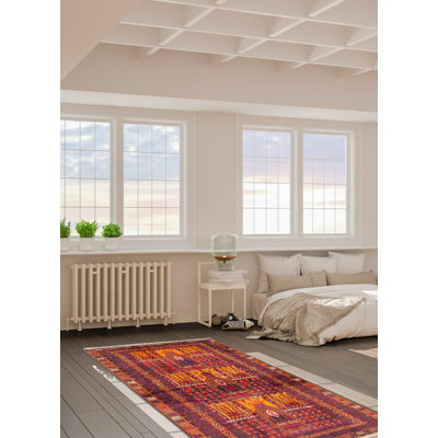 Tapis orange brûlé Teimani 3 pi 7 po x 6 pi 0 po