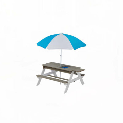 Patio Picnic Table with Umbrella,WoodTop