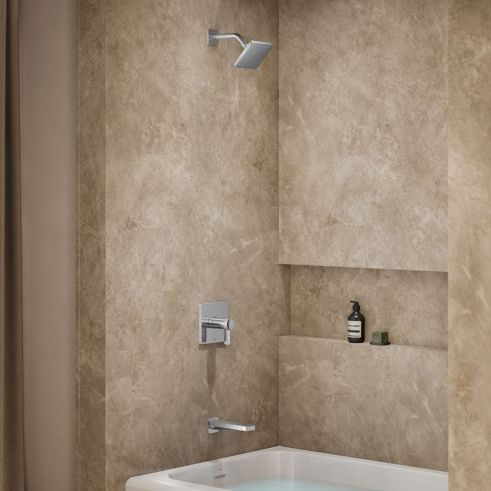 Parallel Bath and Shower Trim Set, Polished Chrome