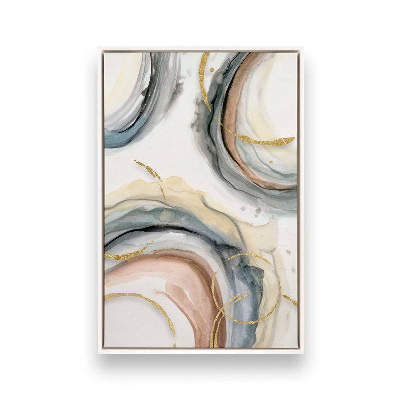 Golden Echoes v2, reproduction sur toile, Cadre flottant blanc opaque, H 36,75 po x l 24,75 po x P 1,75 po