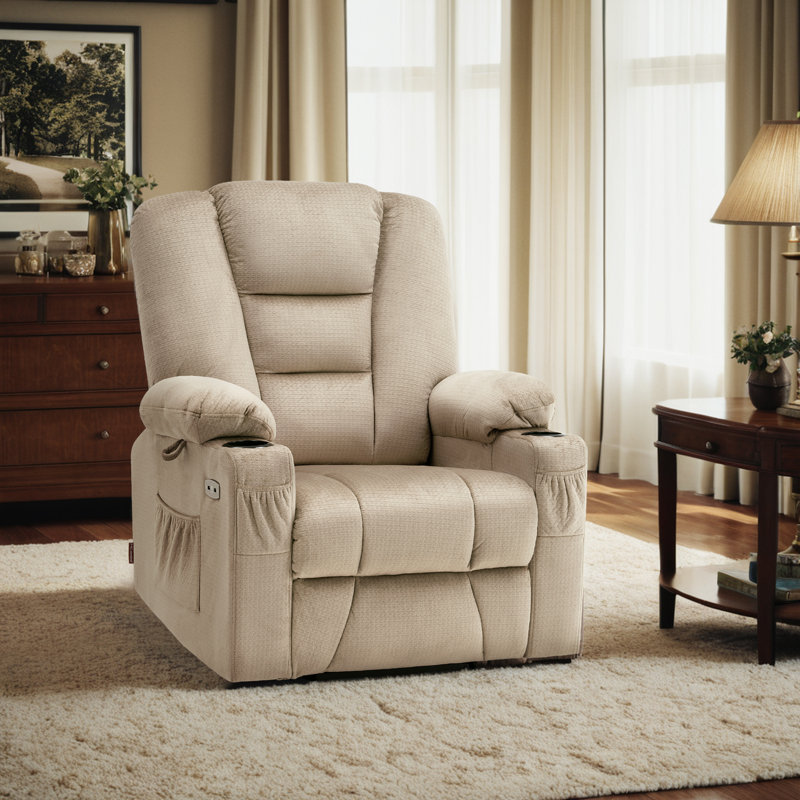 Fauteuil inclinable électrique avec chauffant et massage, Beige