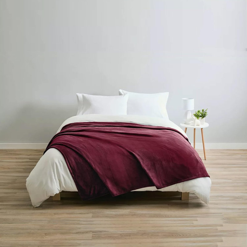 Sunbeam Queen Size Electric Fleece Heated Blanket In Garnet With Dual Zone Control – Ultra-soft, Adjustable Heat, Machine Washable
