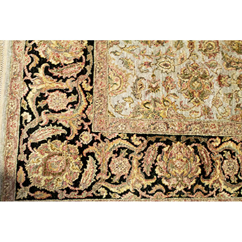 Tapis gris et noir noué à la main de haute qualité