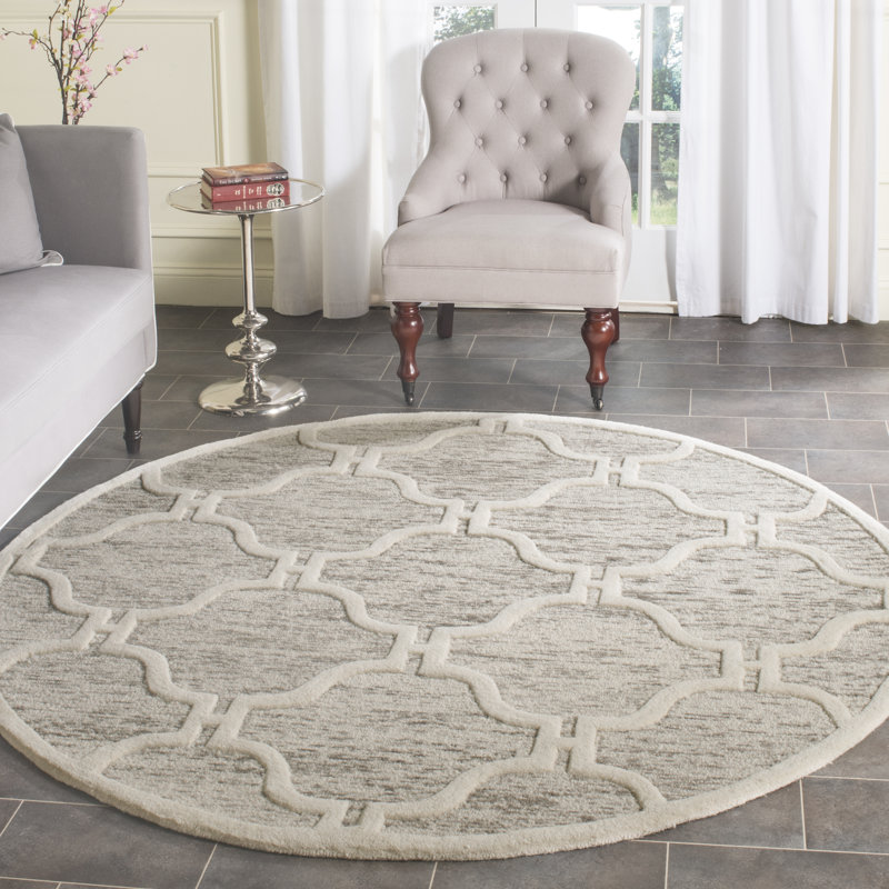 Angulay Hand Tufted Wool Geometric Rug, Round 6'