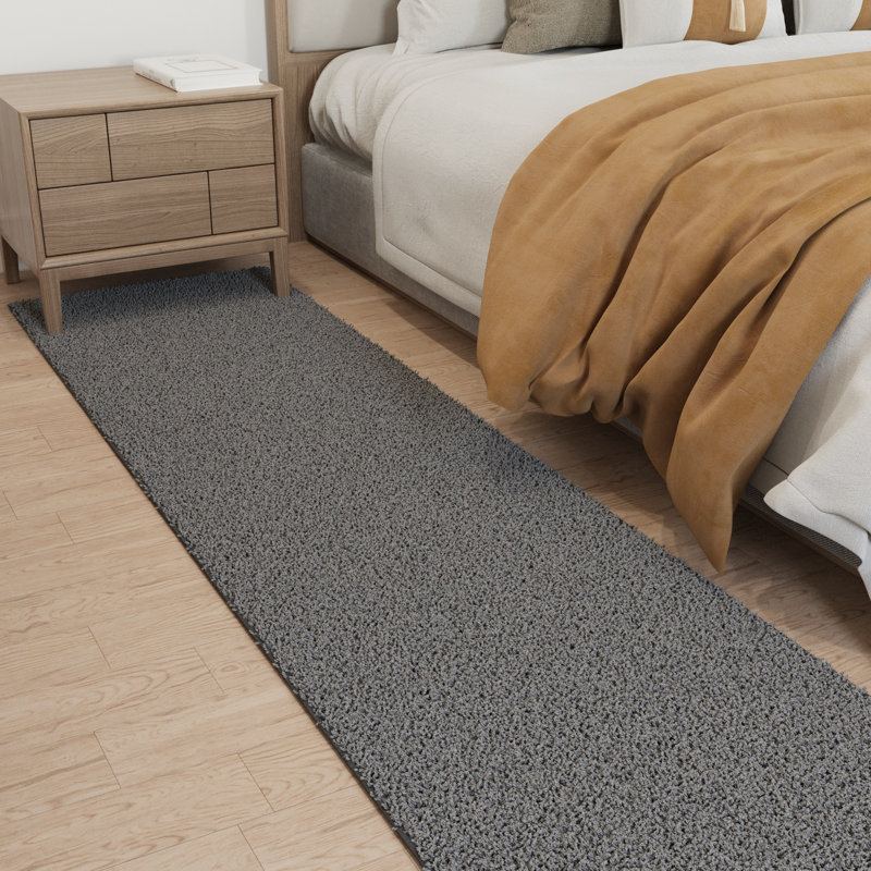 Mair Plush Non-Slip Rubberback Extra Long Hallway Runner Rug for Bedroom, Living Room, Bathroom, Gray, Runner 2' x 28', Gray