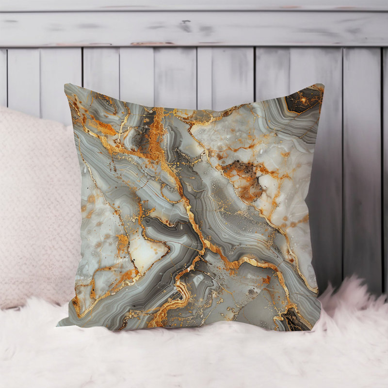 Abstract Golden Gray Geode Crystal I Modern, 20"H x 20"W