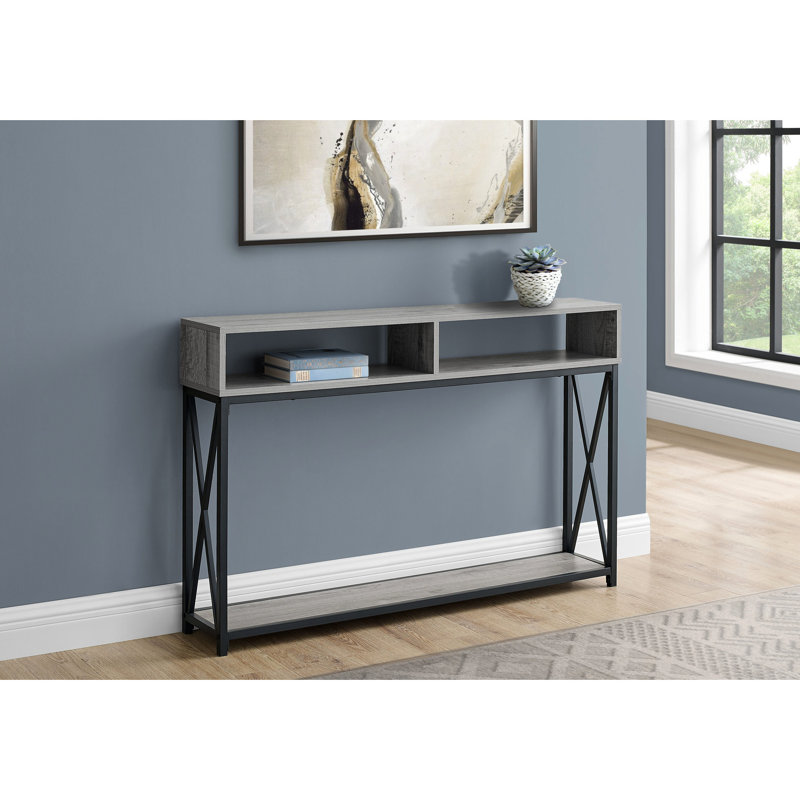 Table d'appoint contemporaine avec tablette inférieure - Métal gris et noir pour le salon en stratifié