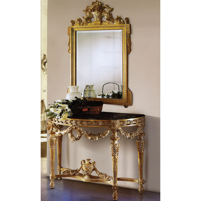 Console Table, White/Green Alpi, 34" H x 46" W x 19" D