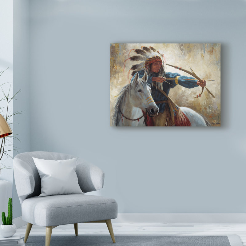«The Guardian And Horse», reproduction de peinture acrylique sur toile tendue, H 24 po x l 32 po x P 2 po