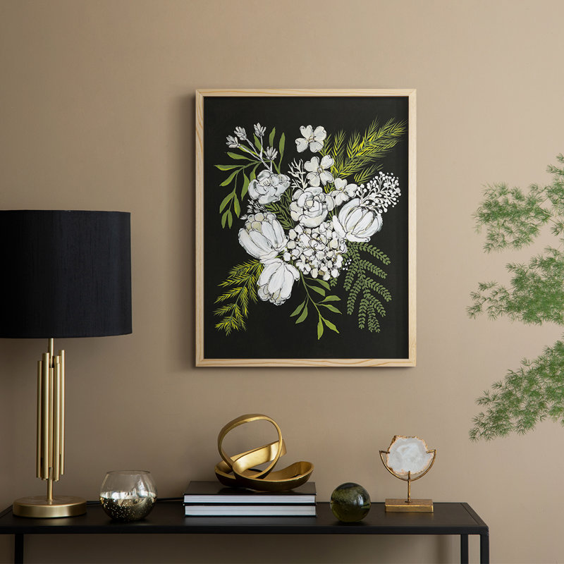 Alabaster Bouquet II Framed Print - Solid Wood, 30" H x 24" W