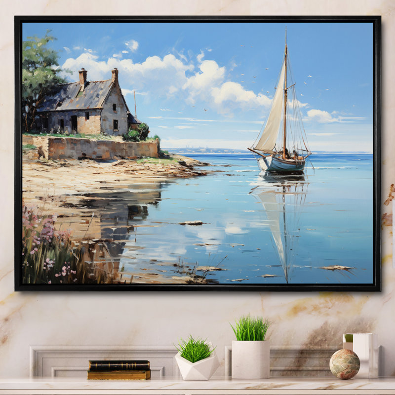The Normandy Coast By Eugene I - Nautical & Beach Canvas Art Print, H 12 po x l 20 po x P 1 po, Cadre flottant noir