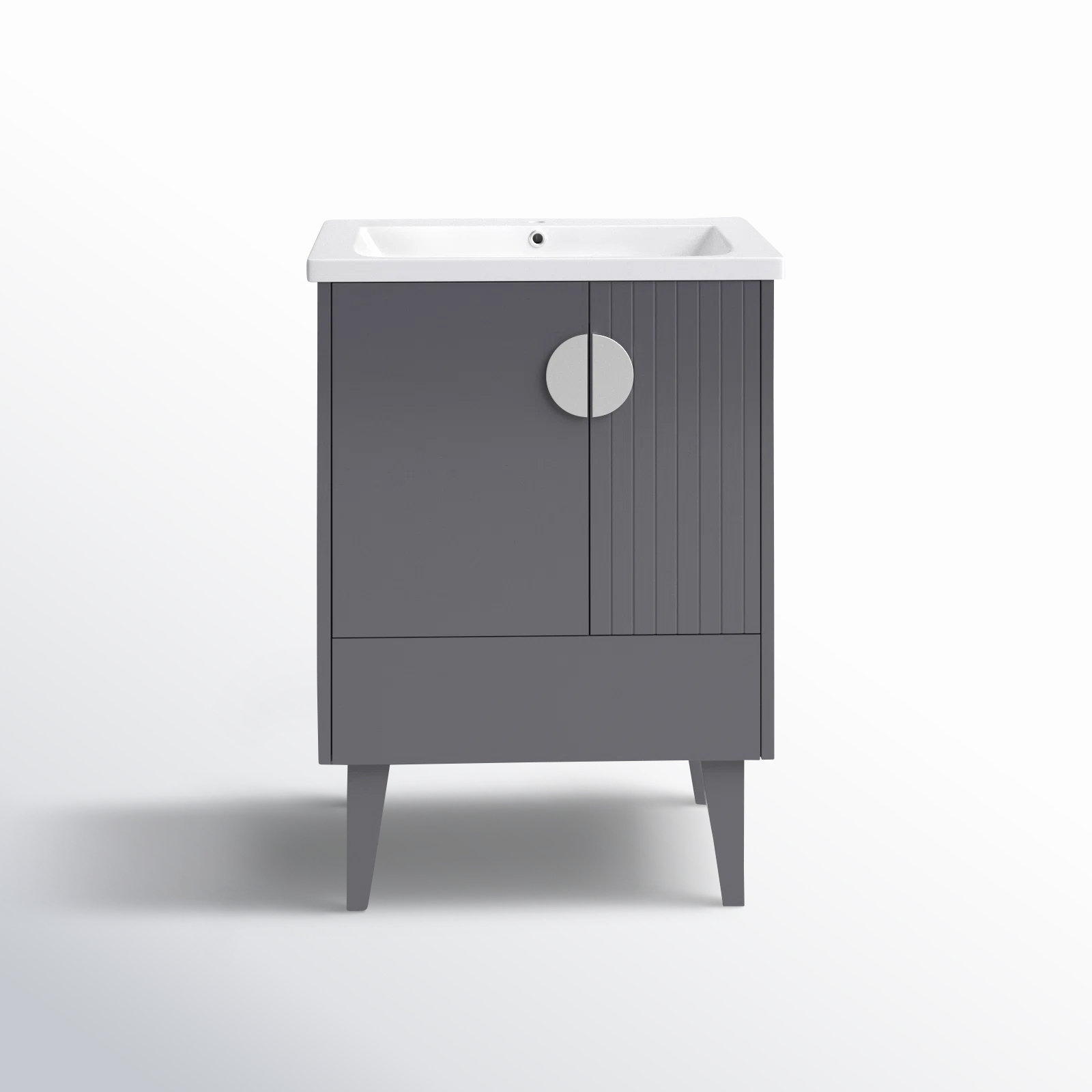 Saimah 24'' Single Bathroom Vanity, Polished Chrome, Rock Gray