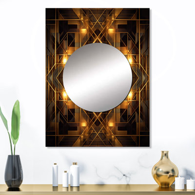 Lorangview or noir fractal Tide V - miroir mural décoratif fractal, miroir doré, impression d'art en métal