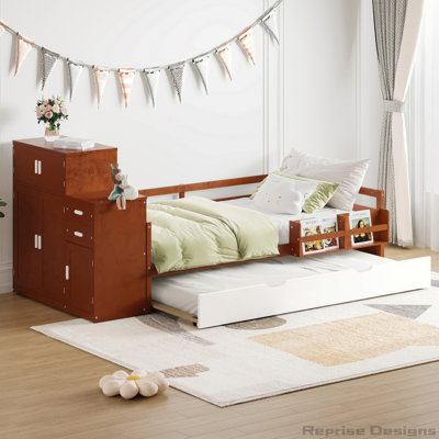 Multifunctional Wood Platform Bed with Trundle