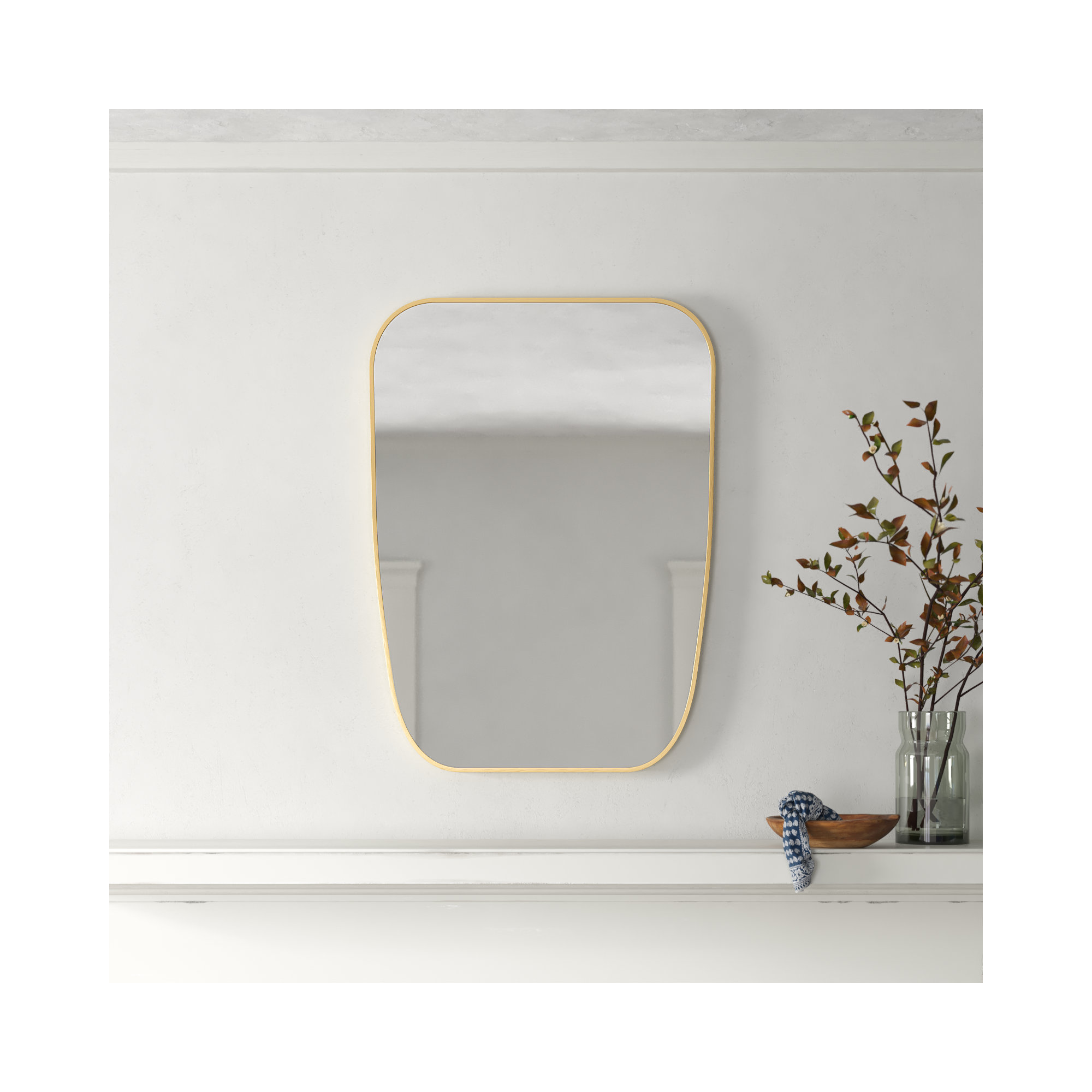 Sirona Metal Asymmetrical Wall Mirror, Gold