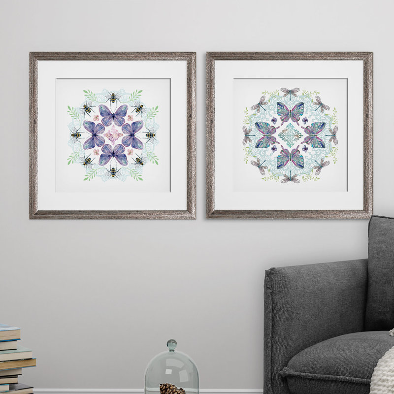 «Nature's Kaleidoscope», ensemble de 2 reproductions d'impressions encadrées, Cadre brun