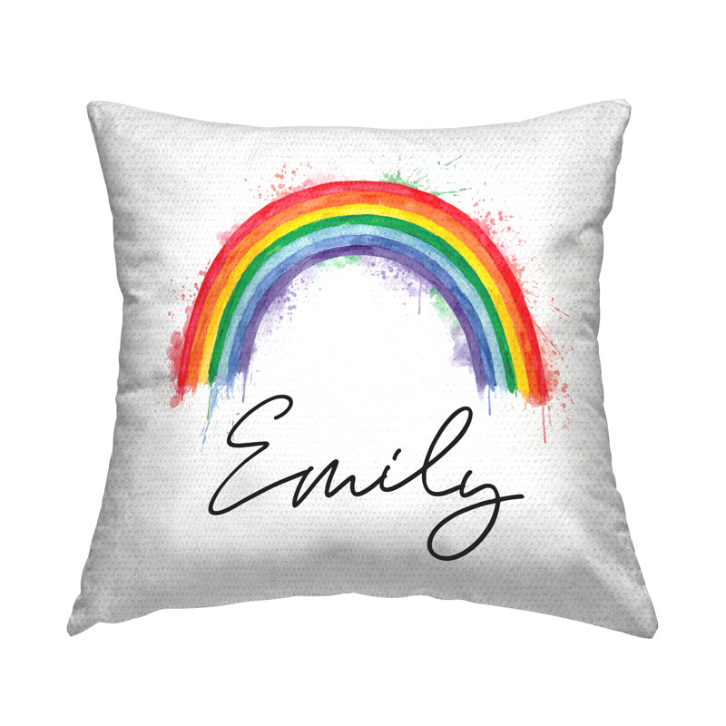 Coussin d'extérieur à imprimé abstrait Abstract Splatter Rainbow par Elephant Stock, Oui