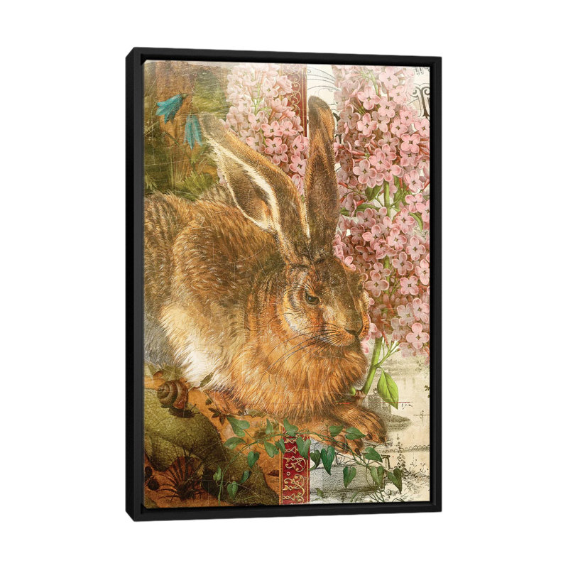 Whimsical Animals Series: Rabbit, impression sur toile tendue, H 26 po x l 18 po x P 1,5 po, Cadre noir