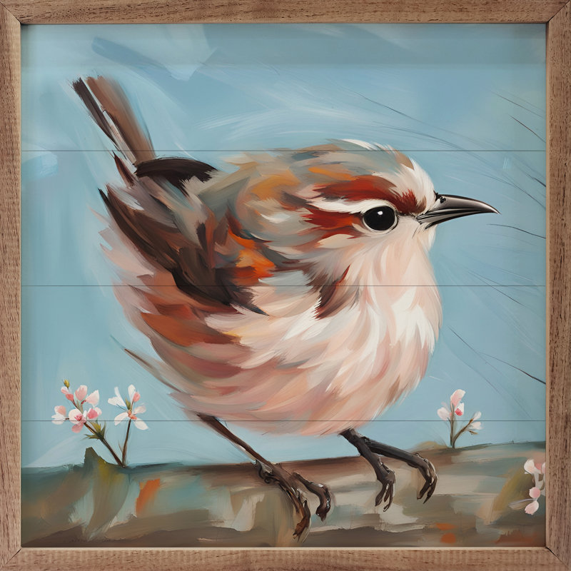 Oiseau sur une branche épaisse, H 8 po x l 8 po x P 1 po