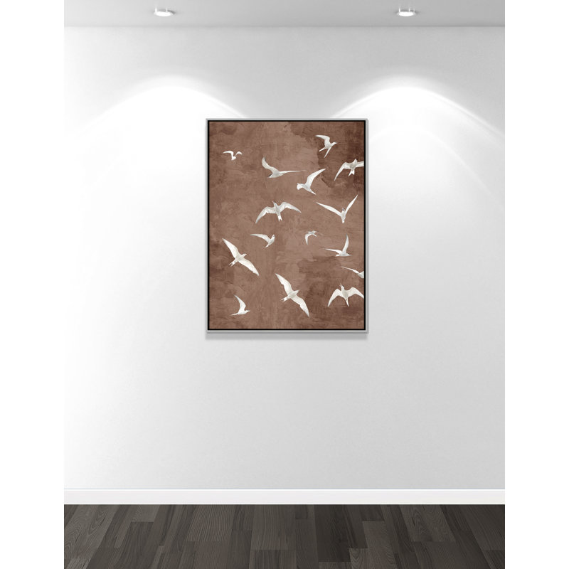 «Flight Brown Print» par Kimberly Allen, L 31,5 po x H 41,5 po, Flottant argenté