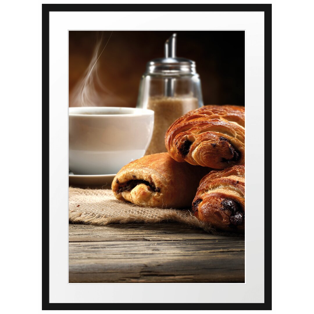 Gerahmtes Poster Croissant zum Kaffee