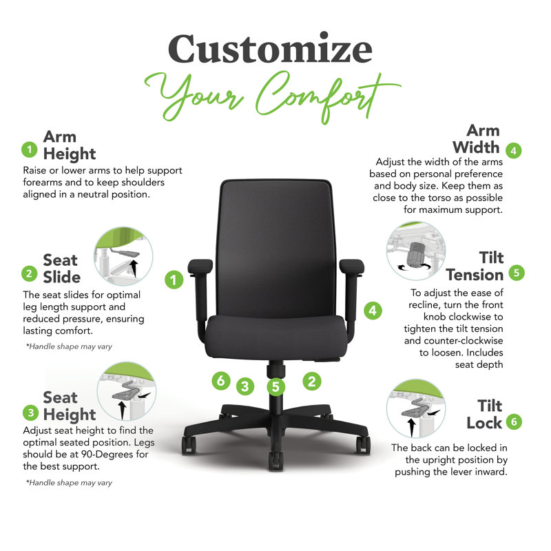 HON Ignition 2.0 Low-Back Mesh Task Chair, Standard Tilt, Black Frame, Black, Black, Standard Tilt, Black