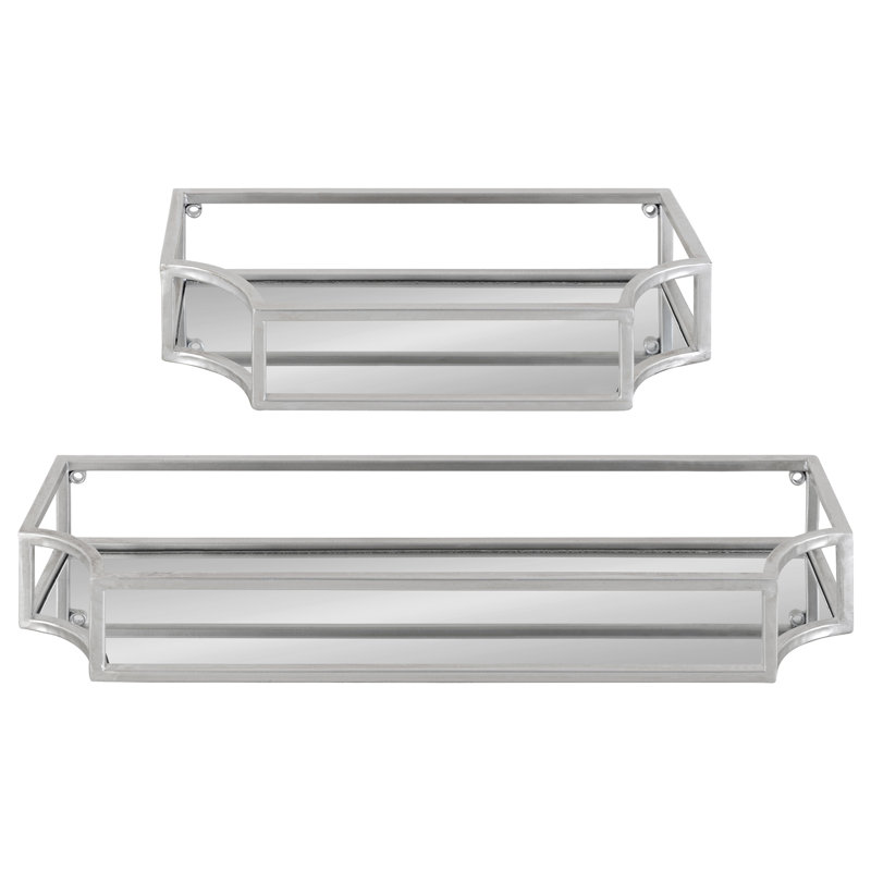 Turgut 2 Piece Metal Floating Shelf, Silver