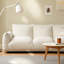 Canapé 82,68 po à plusieurs places de style crème minimaliste moderne en simili cuir d'agneau blanc pour le salon-131148007