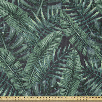 Tissu à feuilles de palmier à l'aquarelle, motif de feuilles de la jungle tropicale, forêt tropicale fraîche, Hawaï, été