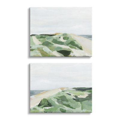 " Ocean Coastline Greenery Beach Green Beige Blue " by Annie Warren 2 - Pieces
