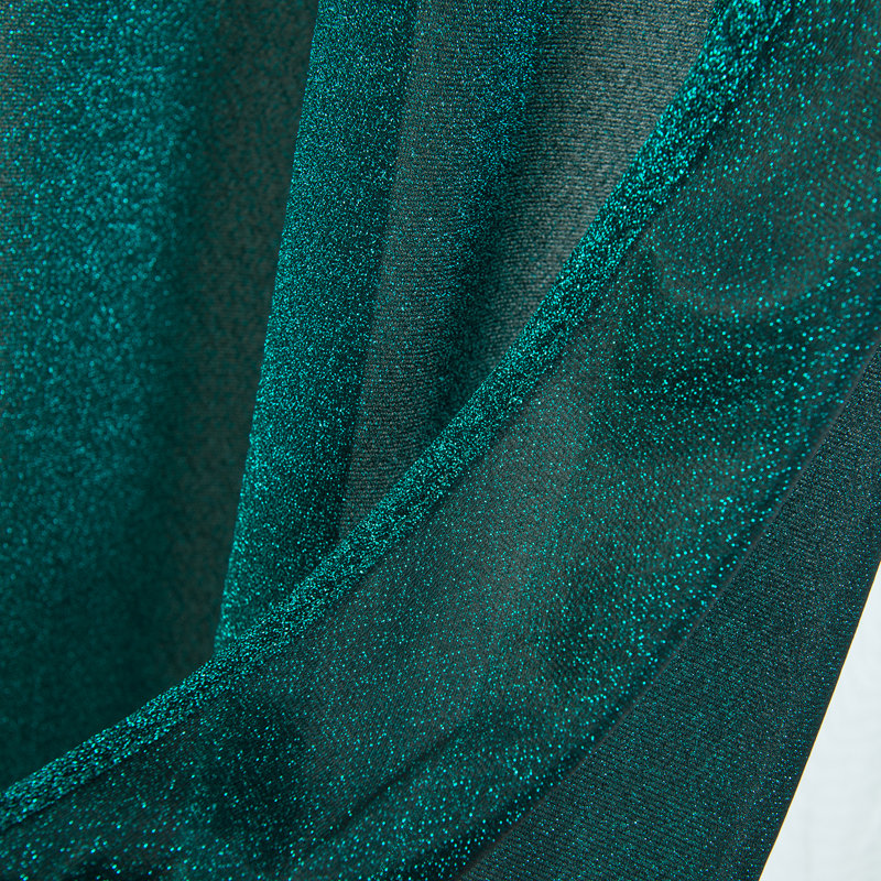 Paire de rideaux semi-transparents avec œillets Stardust, Bleu sarcelle