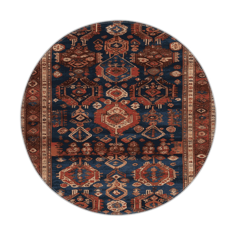 Tapis turc intérieur et extérieur brun, Rond 5 pi