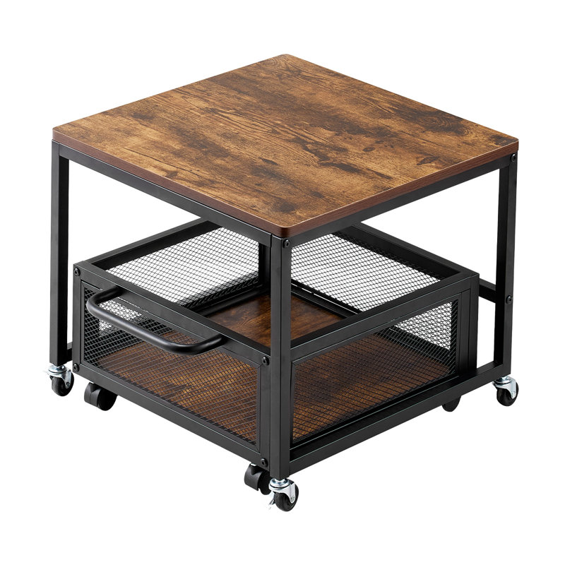 Mini support de réfrigérateur avec chariot de rangement, 4 roues pivotantes et capacité de 198 lb, chariot utilitaire brun clair