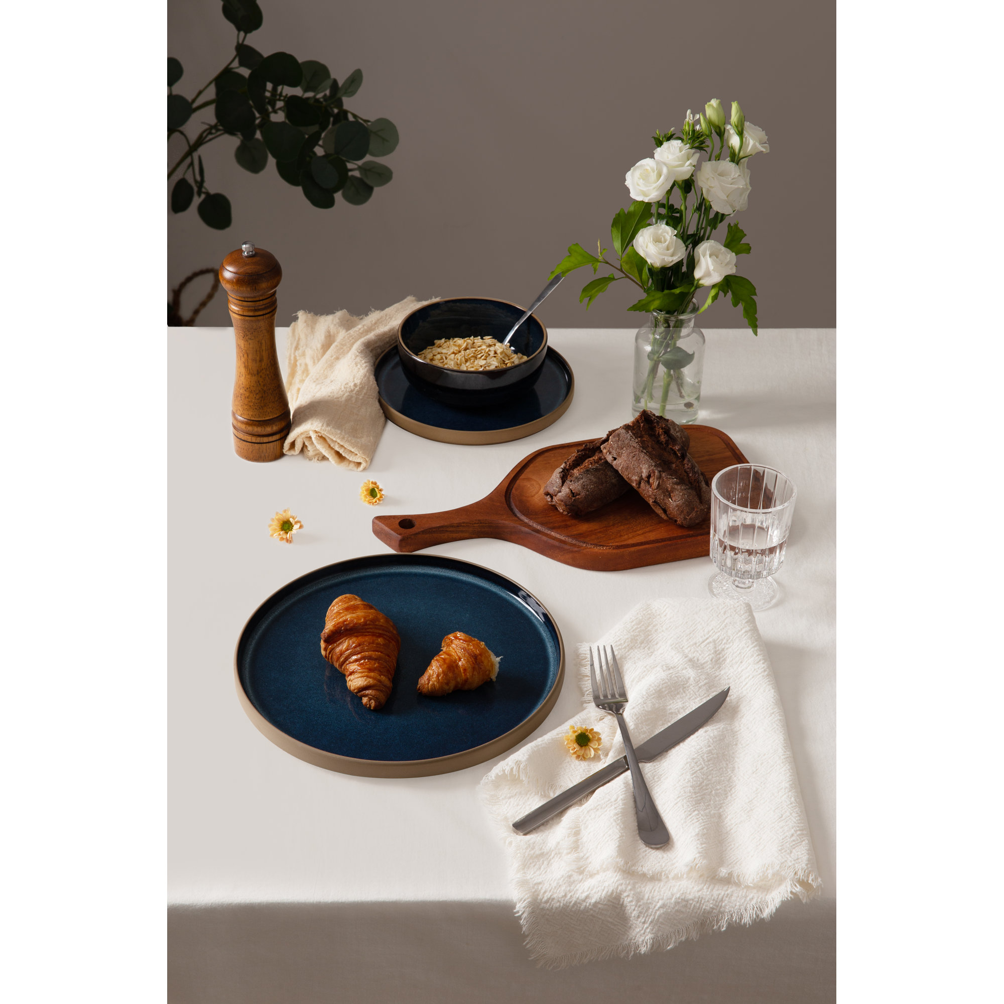 Stoneware Dinnerware Set, Midnight Blue