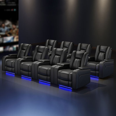 38'' Modern Upholstered Home Theater Power Recliner With Arm Compartment, USB & Type-C (Set Of 8)