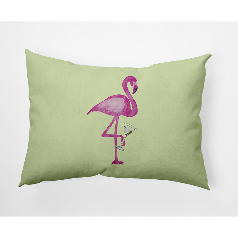  Single Flamingo Outdoor Rectangular Pillow Cover & Inssert, Light Green