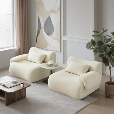 Boucle Cloud Modular Sectional Couch with Deep Seats