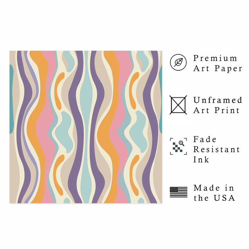 Abstract Retro Groovy 70s Pattern XVI Retro Unframed Art Print, 10" H x 10" W